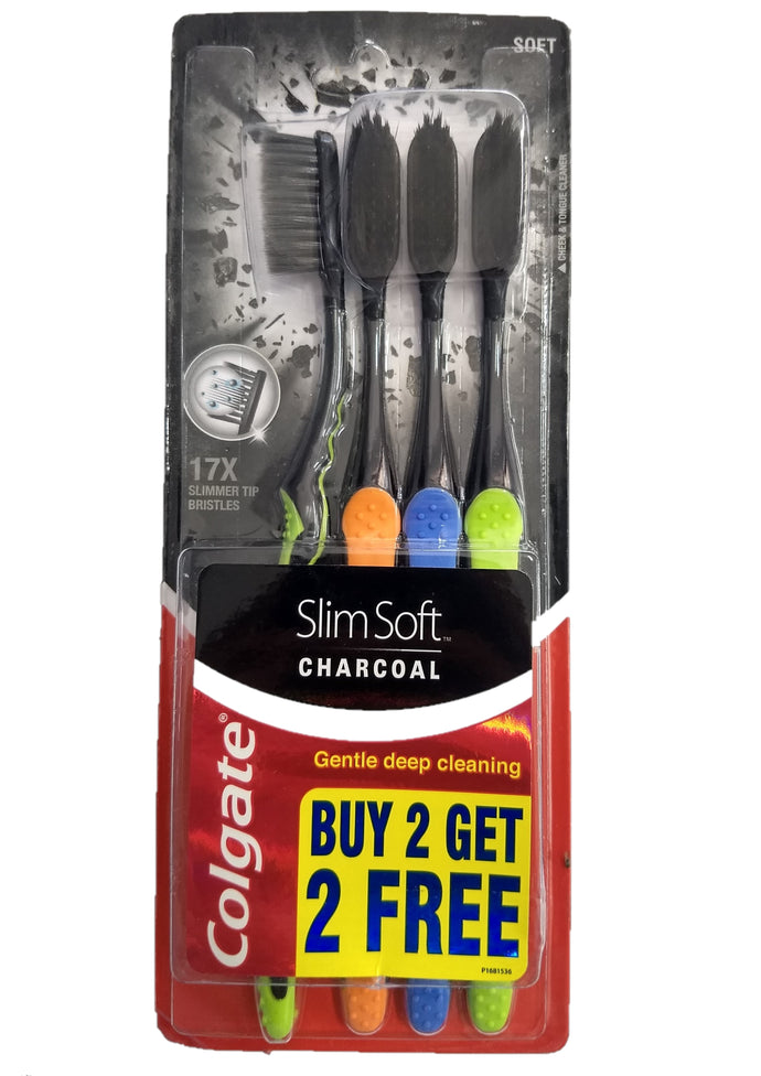 Toothbrush Colgate Slim Soft Charcoal (Pack of 4)