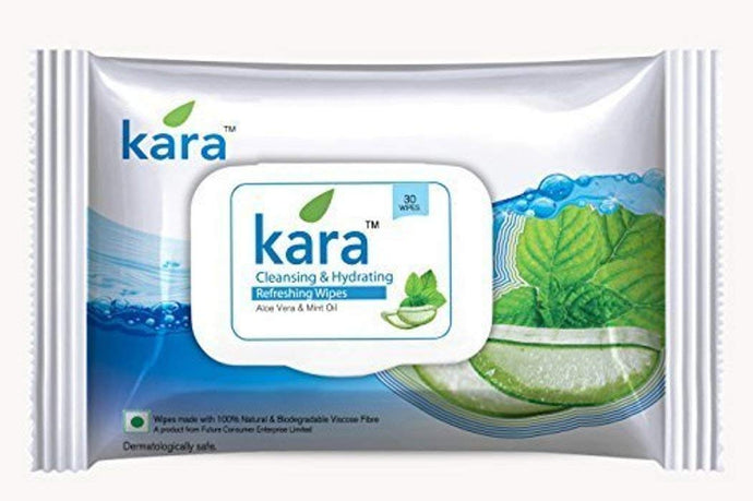 Wet Wipes Kara Refreshing wipes with Aloe Vera & mint oil (30 wipes)