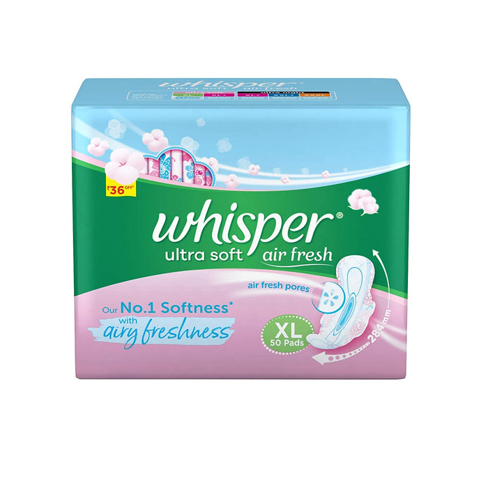 Sanitary Pads Whisper Ultra Soft Air Fresh (XL 50 Pads)
